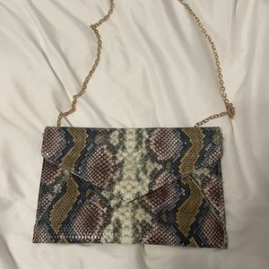 Snakeskin Chain Clutch